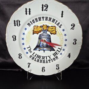 Vintage 1976 Bicentennial Liberty Bell Plate Clock - Made in Japan - Wall Hang